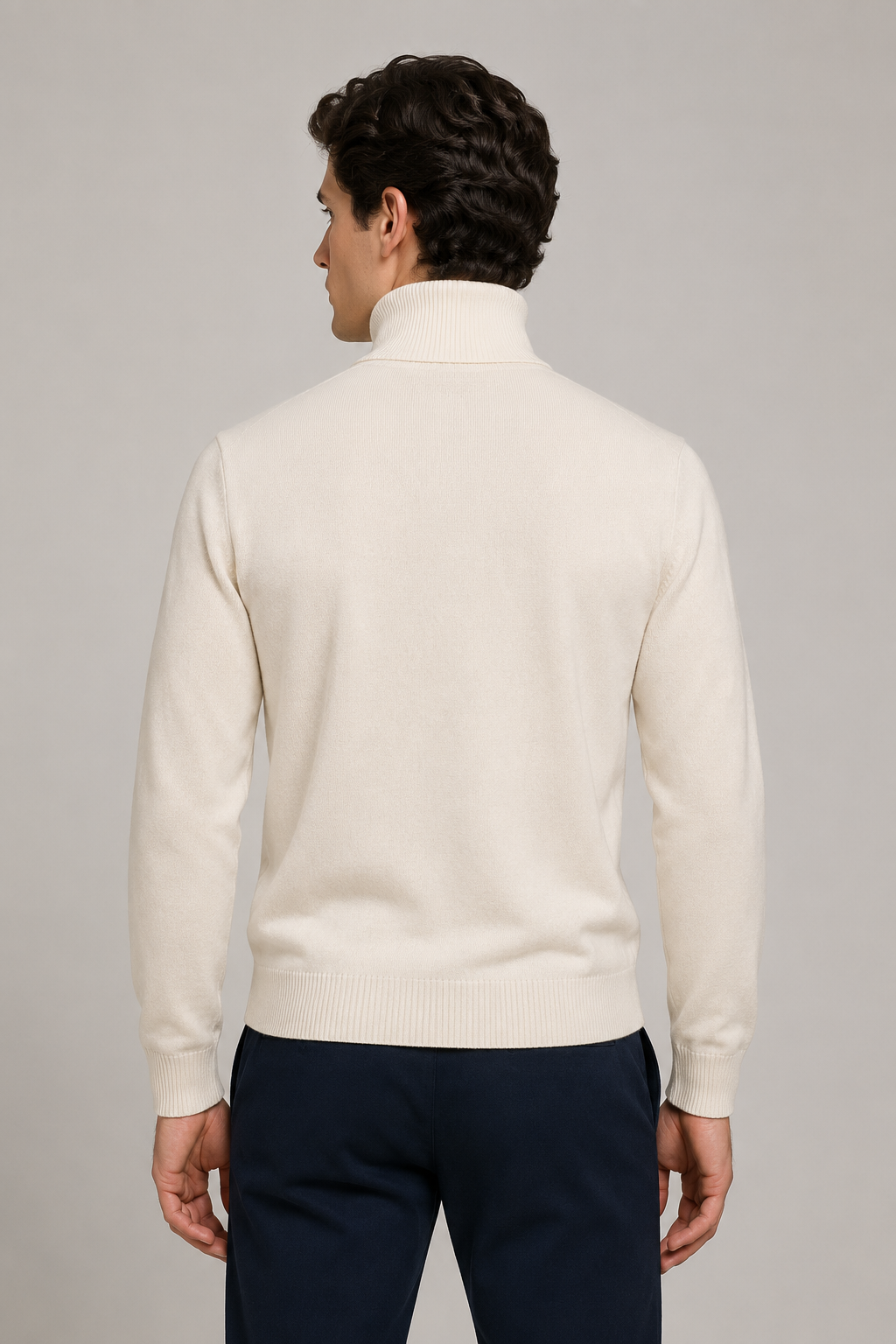 Suéteres Para Hombre Cuello Tortuga De Punto Fino E65303 Crema