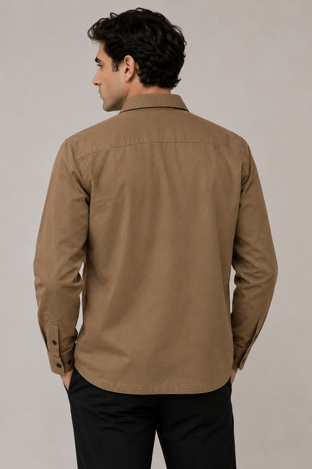 Sobrecamisas Para Hombre Chaqueta Ligera Amplia B65412 Café