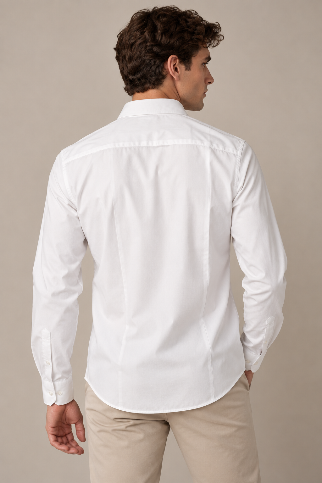 Camisas para Hombre Manga Larga Casual Formal de Tejido Suave B65411 Blanco