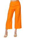 Pantalones Para Mujer Bobois Moda Casuales Corto Liso Basico De Tiro Alto Tipo Lino De Pierna Ancha Wide Leg W41128 Naranja