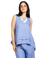 Blusas Para Mujer Bluson Tipo Lino N51146 Azul