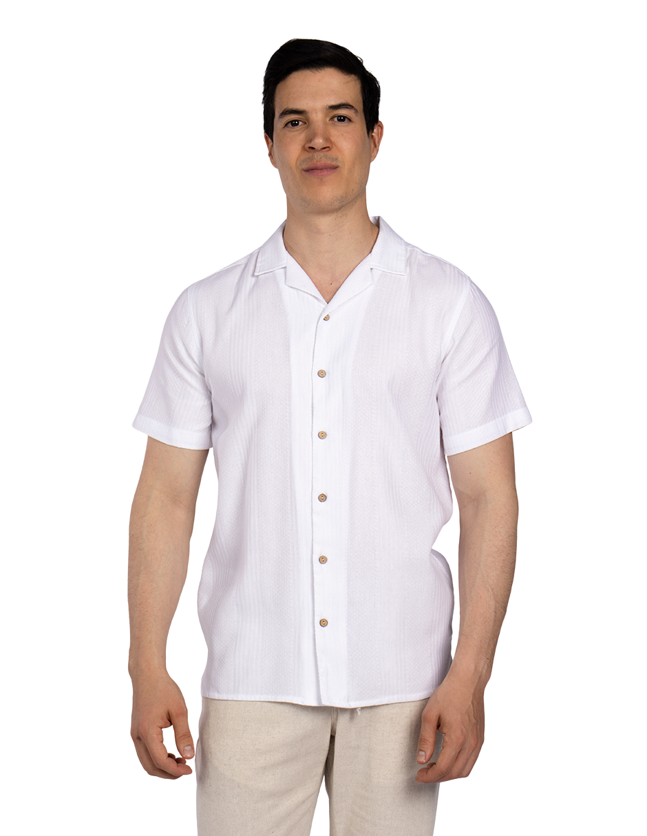 Camisas Para Hombre Jacquard Relaxed Fit B51363 Blanco