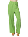 Pantalones Para Mujer Bobois Moda Casuales Basico Corrugado De Tiro Alto W41142 Verde