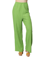 Pantalones Para Mujer Basico Corrugado De Tiro Alto W41142 Verde