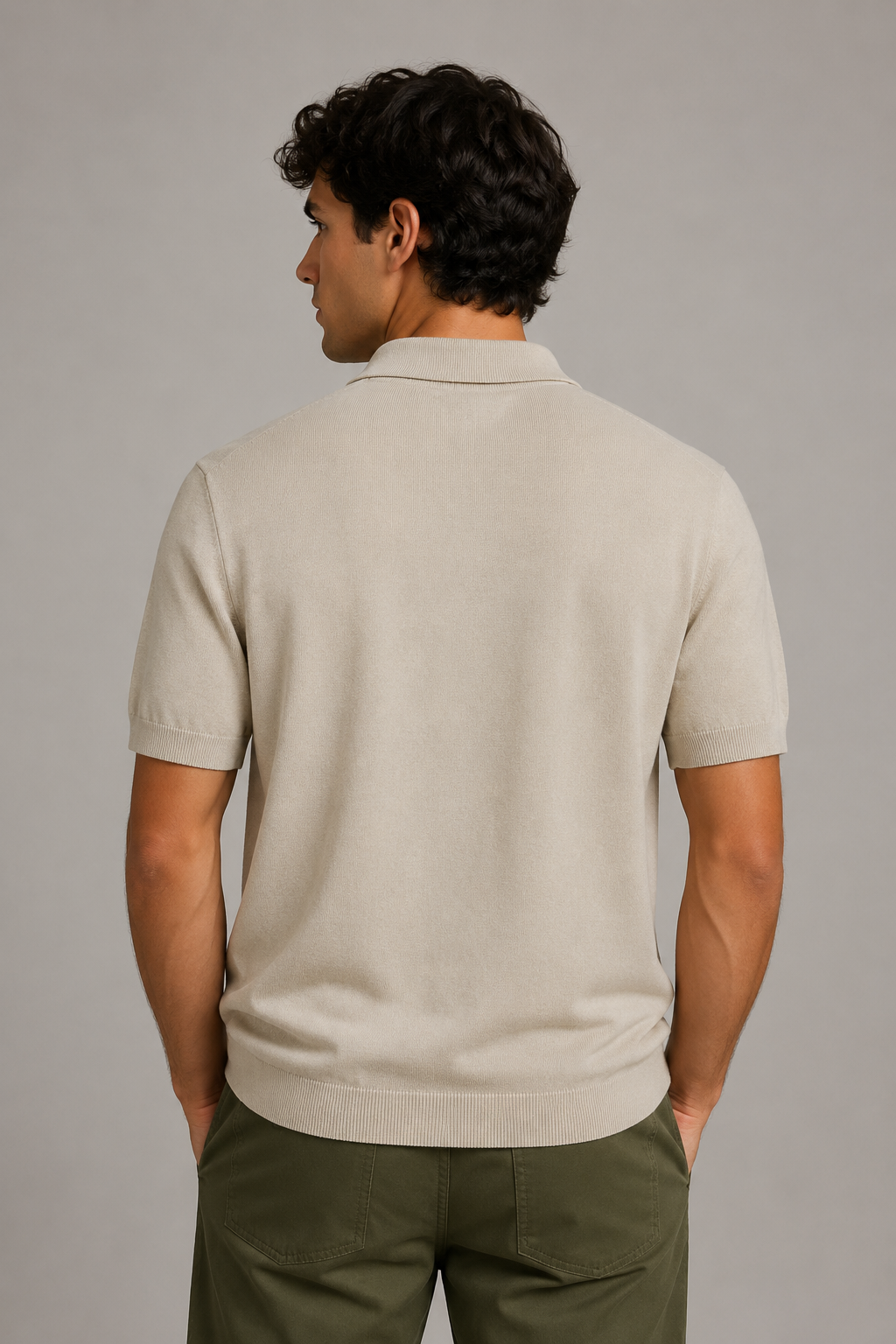 Playeras Polo Para Hombre de Punto Lisa Slim Fit A61453 Beige