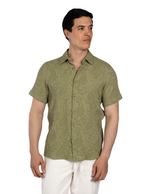 Camisas Para Hombre Tipo Lino Jacquard B51374 Olivo