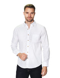 Camisas Para Hombre Manga Larga Lisa B45101 Blanco