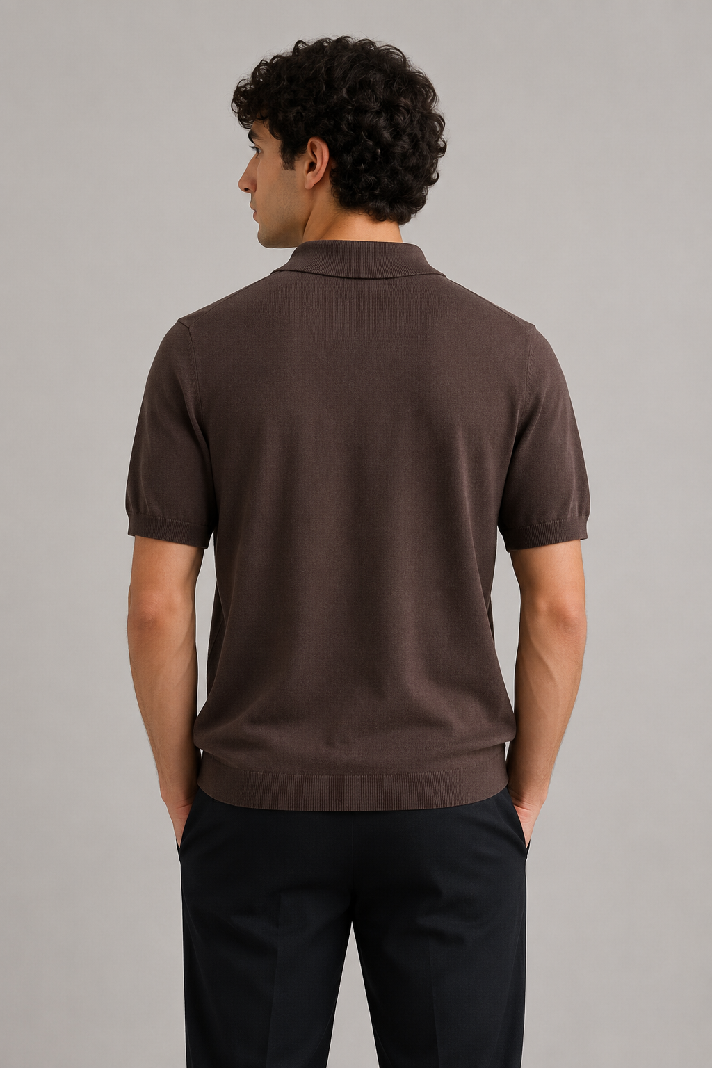 Playeras Polo Para Hombre de Punto Lisa Slim Fit A61453 Chocolate