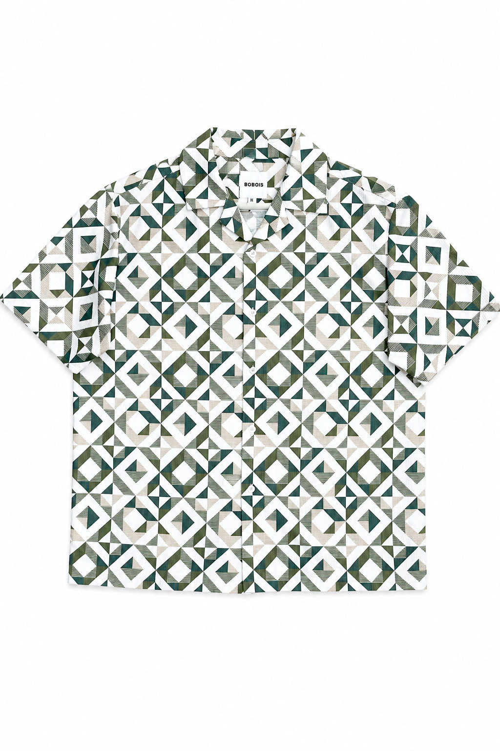 Camisa para Hombre Manga Corta Jacquard Estampada Stretch Antiarrugas B61461 Verde