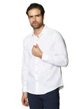 Camisas Para Hombre Manga Larga Lisa B45304 Blanco