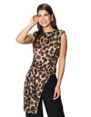 Blusas Para Mujer Sin Mangas Corte Diagonal Animal Print N43130 Unico