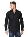 Camisas Para Hombre Manga Larga Con Textura B45200 Negro