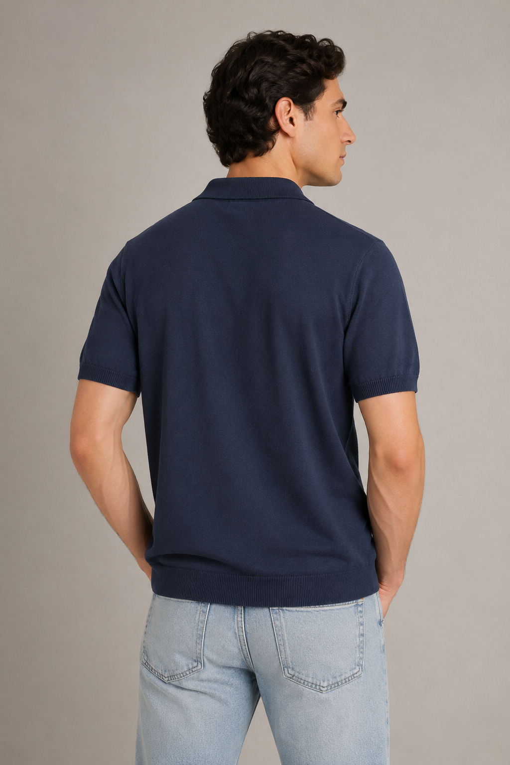 Playeras Polo Para Hombre de Punto Lisa Slim Fit A61453 Marino