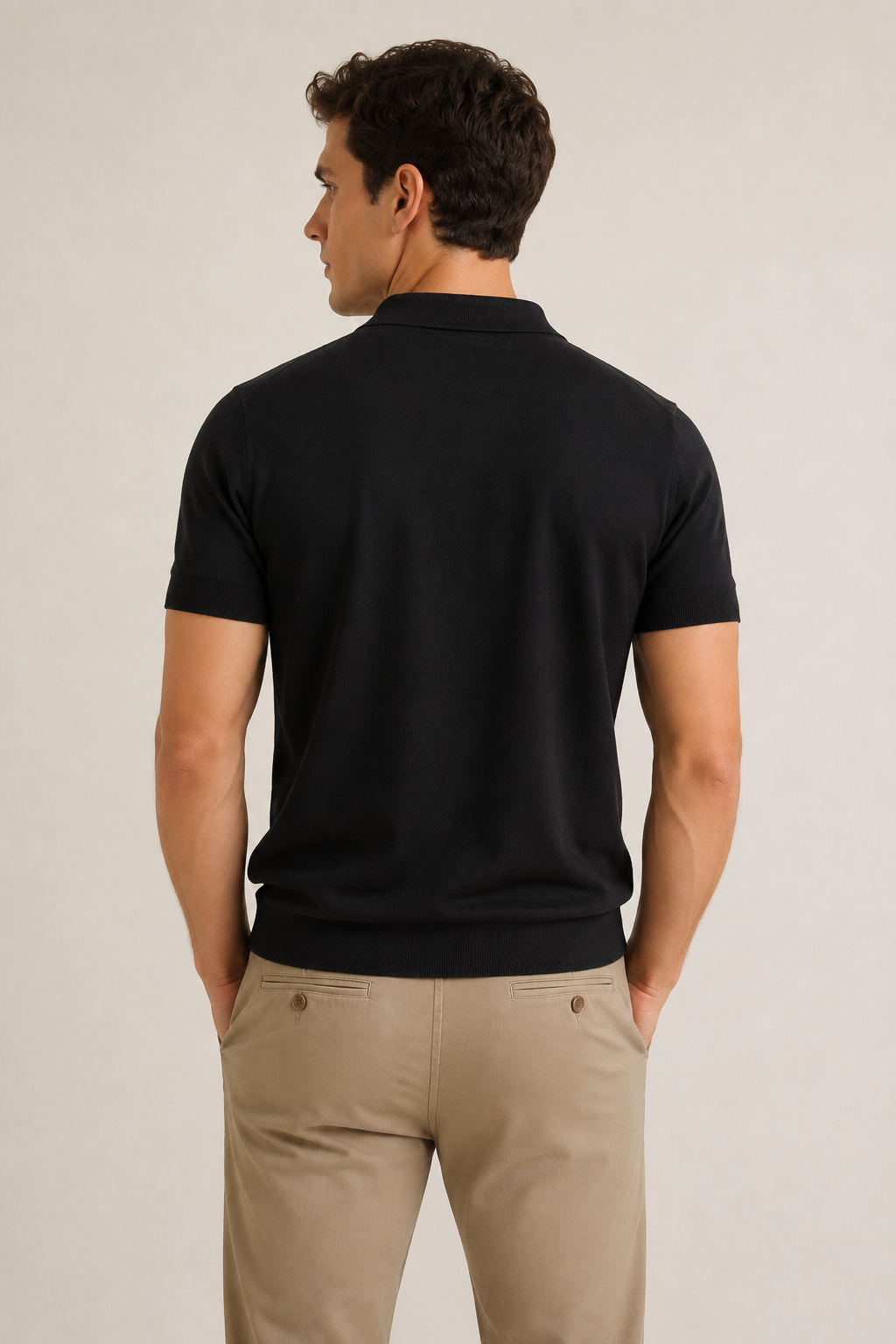 Playeras Polo Para Hombre de Punto Lisa Slim Fit A61453 Negro