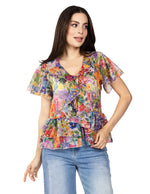 Blusas Para Mujer Translucida Floreada Con Olanes N51129 Unico