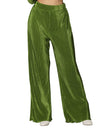 Pantalones Para Mujer Bobois Moda Casuales Basico Acampanado de Pierna Suelta Plisado Wide Leg W33114 Verde
