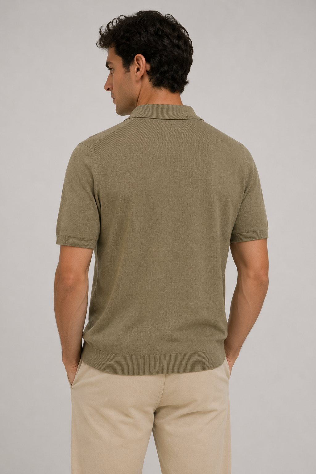 Playeras Polo Para Hombre de Punto Lisa Slim Fit A61453 Olivo