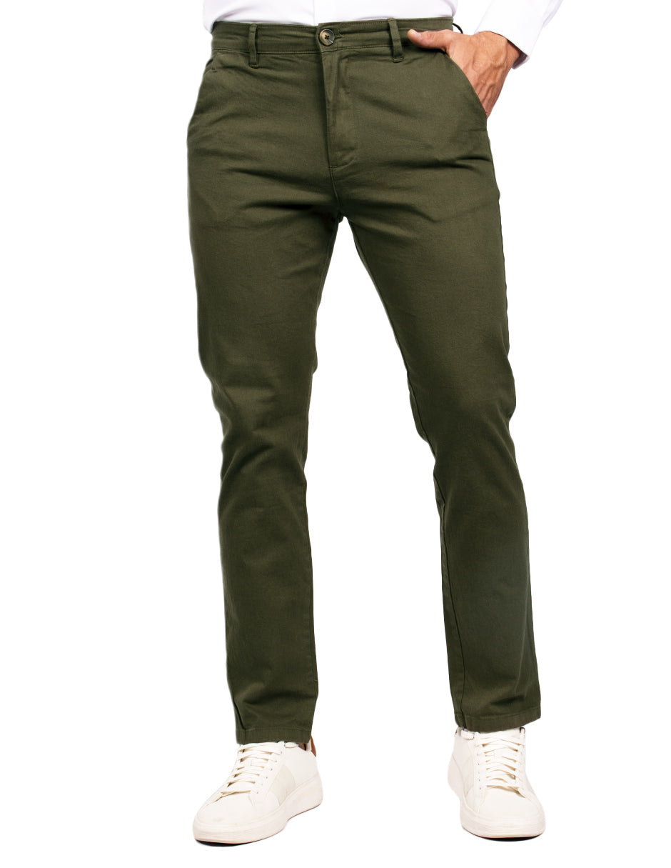 Pantalones Para Hombre Soft Stretch Slim GPAXAR Militar