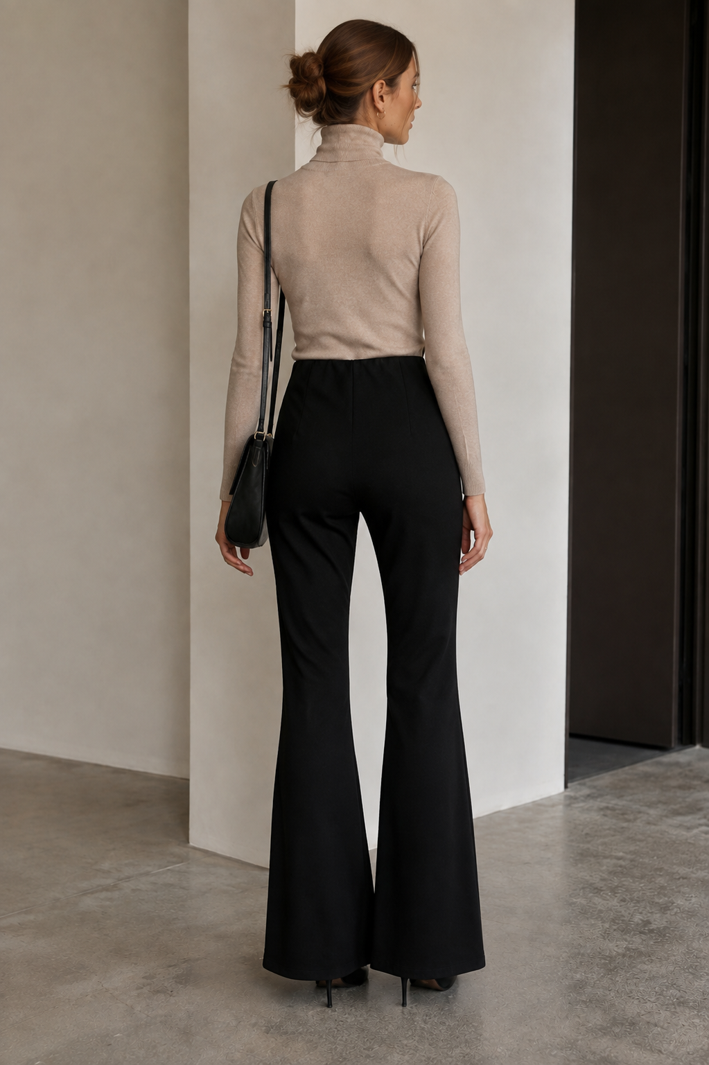 Pantalones Para Mujer Básico Acampanado W63111 Negro