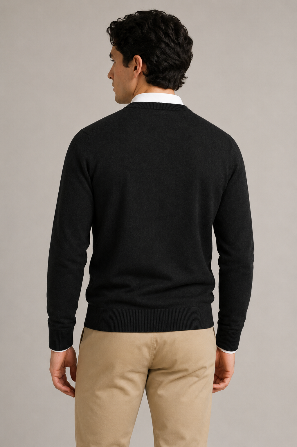 Suéteres Para Hombre Básico de Punto Fino E65301 Negro