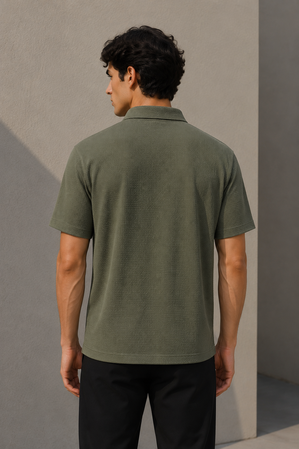 Playeras Polo Para Hombre Premium Con Textura A55405 Olivo