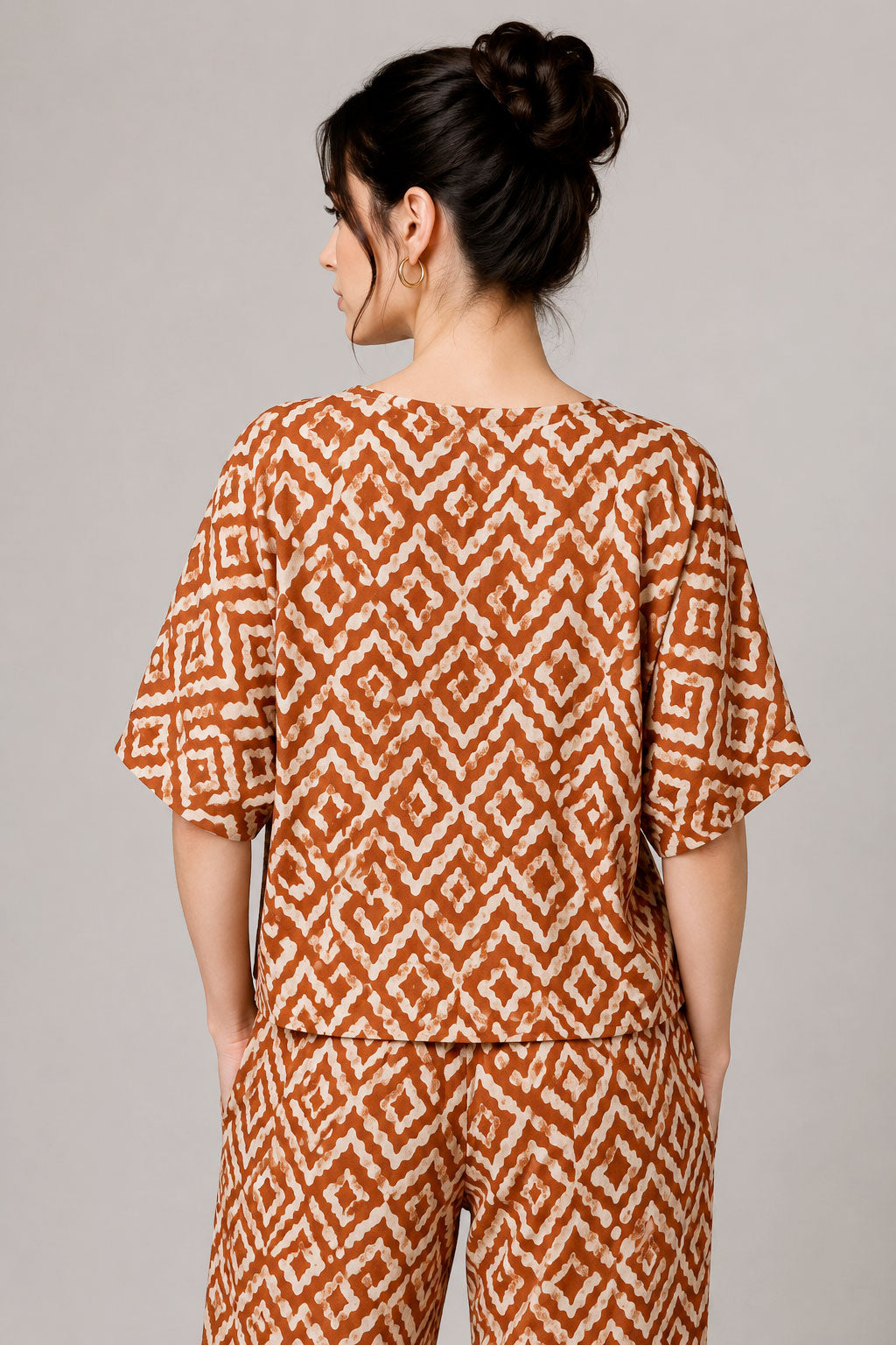 Blusas Para Mujer Ligera Cuello V Étnico N61122 Chedron