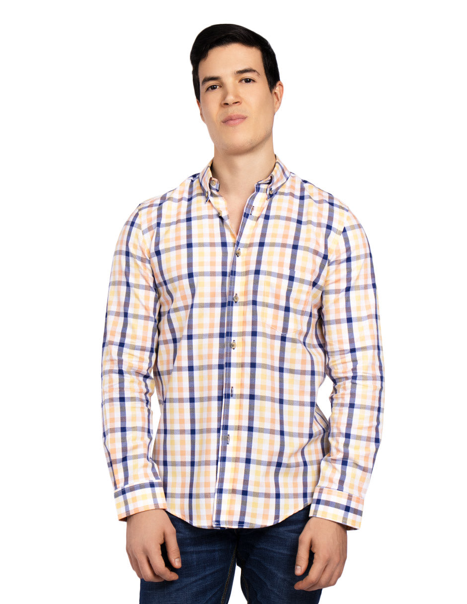 Camisas Para Hombre Regular Fit B51104 Amarillo