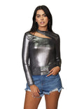 Blusas Para Mujer Cut Out Metalico Plata N23140