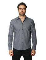 Camisas Para Hombre Manga Larga Mate Textura B45301 Gris