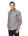 Camisas Para Hombre Manga Larga Con Textura B45200 Gris