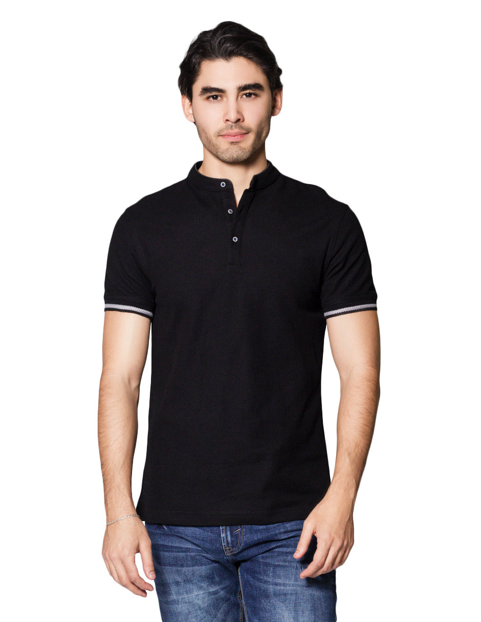 Playeras Polo Para Hombre Cuello Mao A45401 Negro