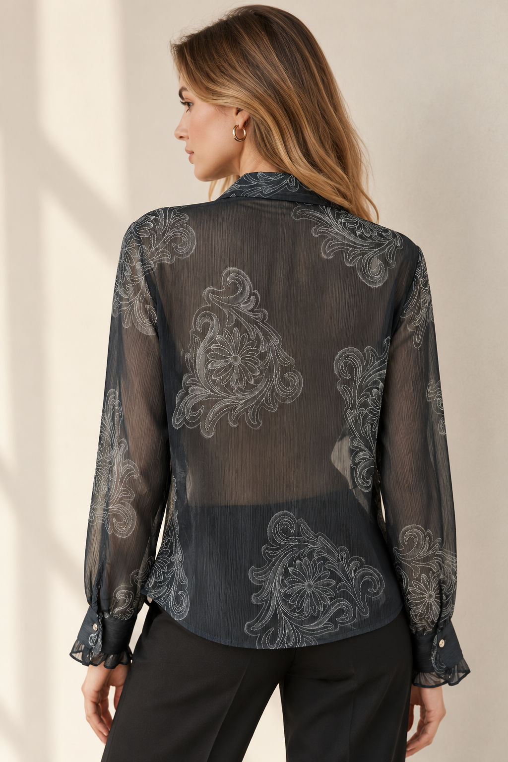 Blusas Para Mujer De Chiffon Con Olanes N53109 Unico