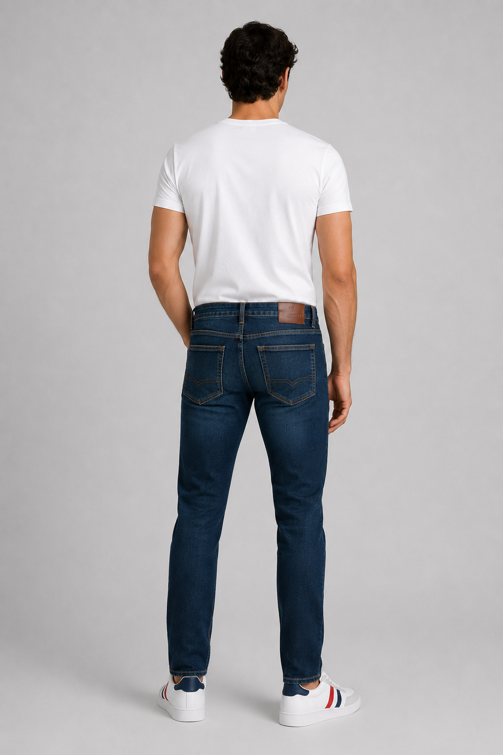 Jeans Para Hombre Mezclilla Slim Deslavado Oscuro J61108 Azul