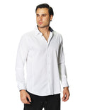 Camisas Para Hombre Manga Larga Jackard B45321 Blanco