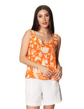 Blusas Para Mujer Bobois Moda Casuales De Tirantes Anchos Con Estampado De Flores N41137 Naranja