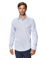 Camisas Para Hombre Manga Larga Micro Cuadros Jackard B45305 Azul