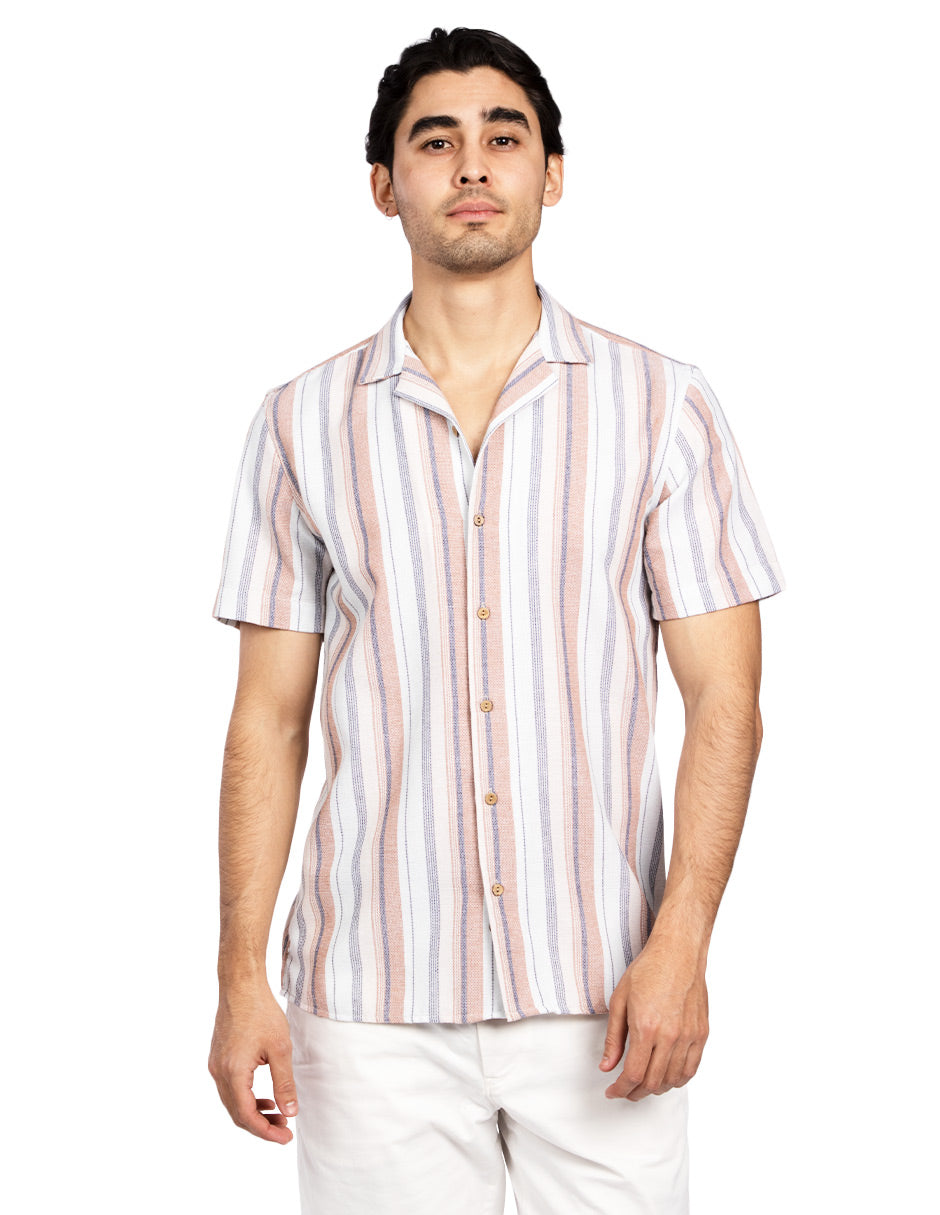 Camisas Para Hombre Resort Estampada B51364 Cielo