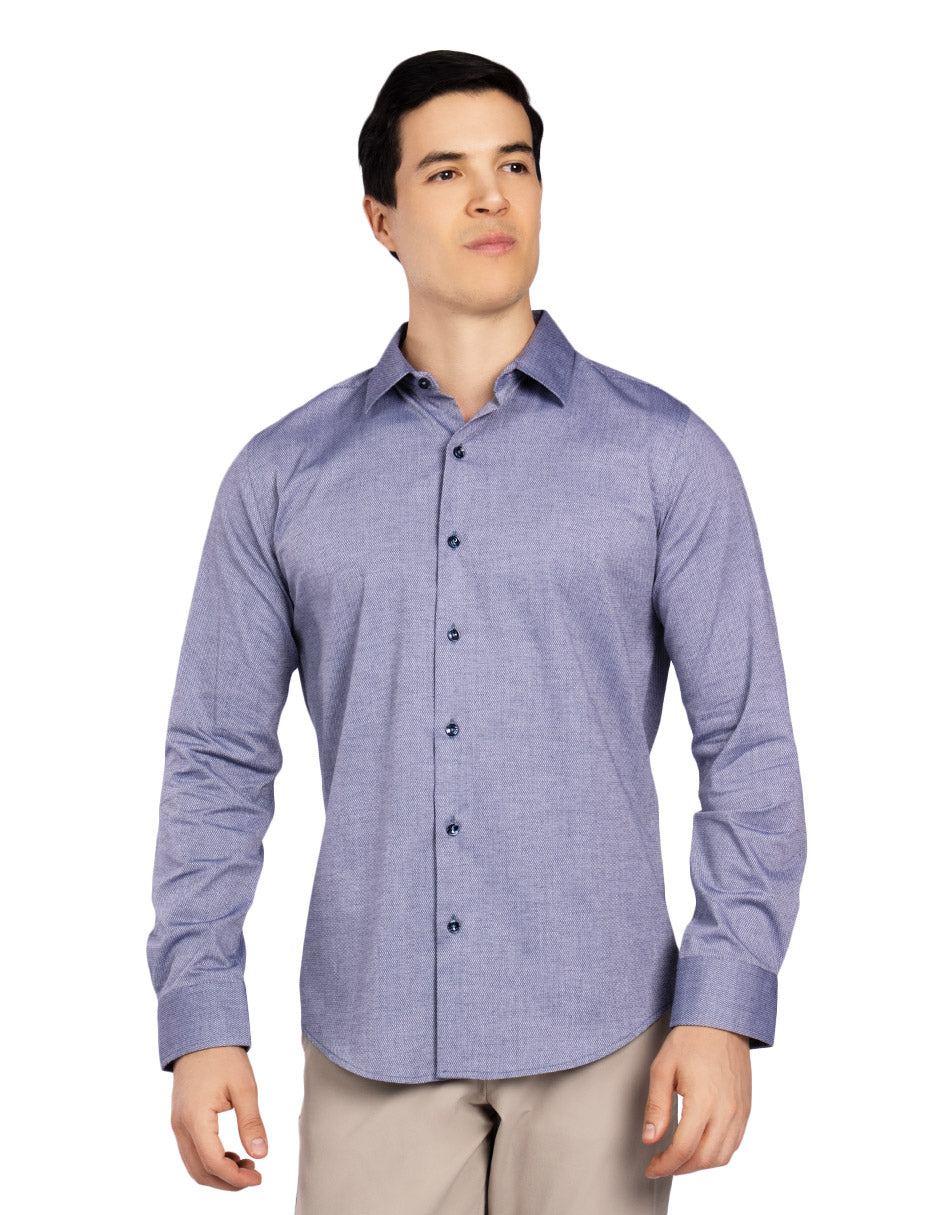 Camisas Para Hombre Regular Fit Stretch B51301 Indigo