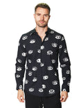 Camisas Para Hombre Manga Larga Estampada B45529 Negro