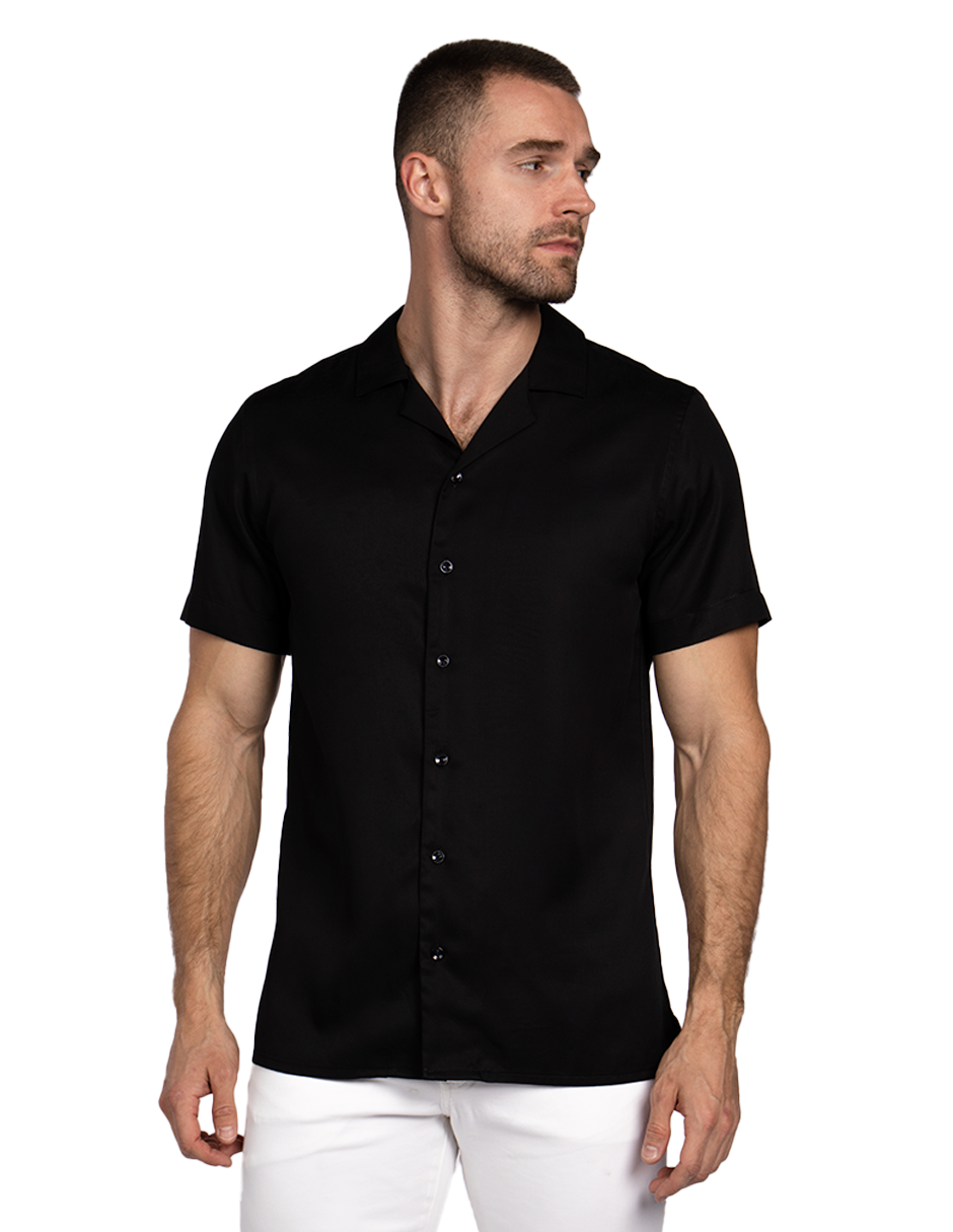 Camisas Para Hombre Relaxed Fit Satinada B51351 Negro