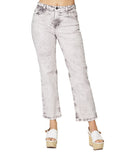 Jeans Para Mujer Bobois Moda Casuales Pantalones De Mezclilla Cortos Semi Acampanados De Tiro Alto V41105 Gris