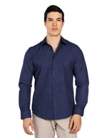 Camisas Para Hombre Slim Fit Microcuadros B51312 Marino