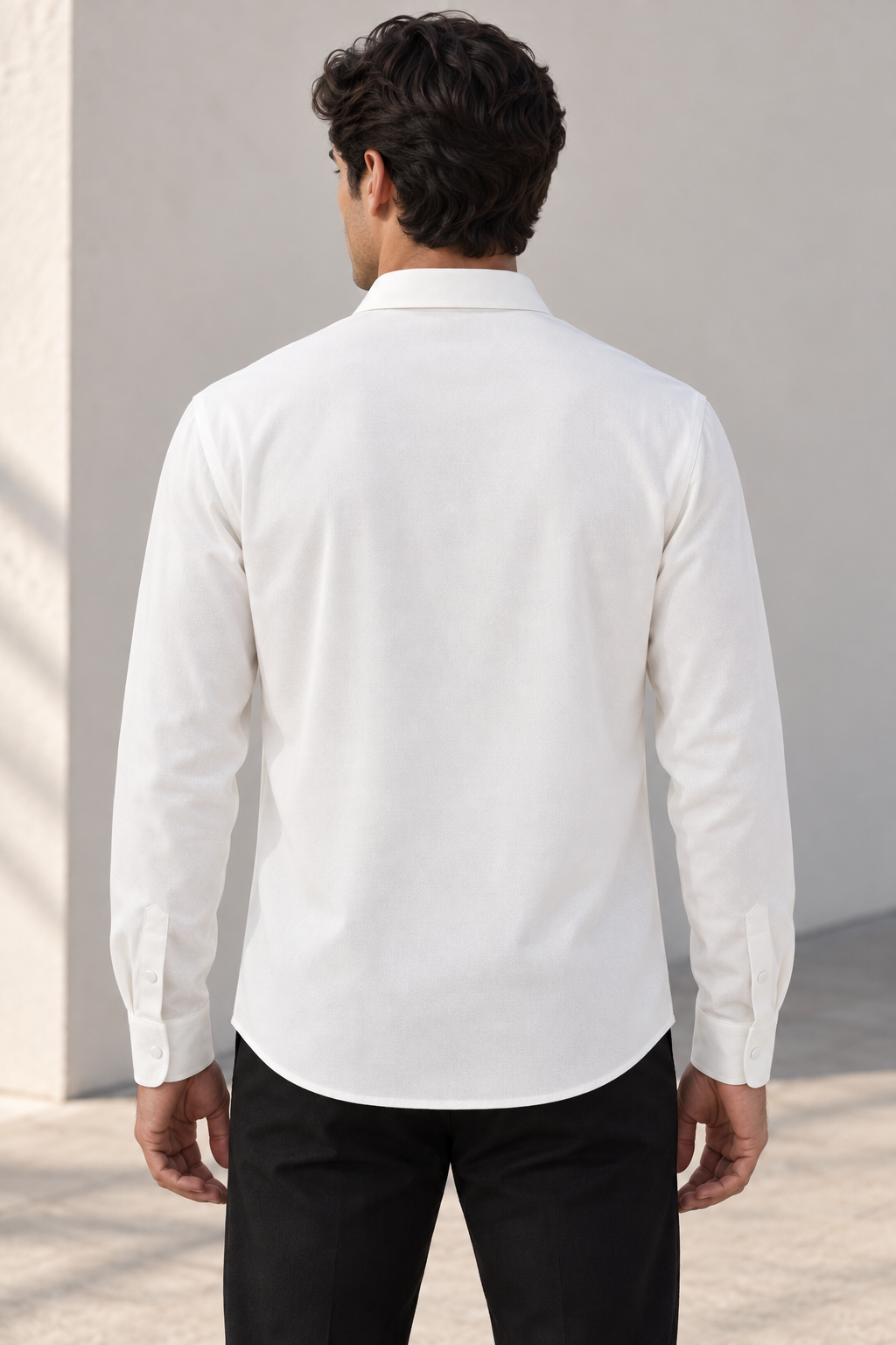 Camisas Para Hombre Super Stretch Jacquard Sin Arrugas B55404 Blanco