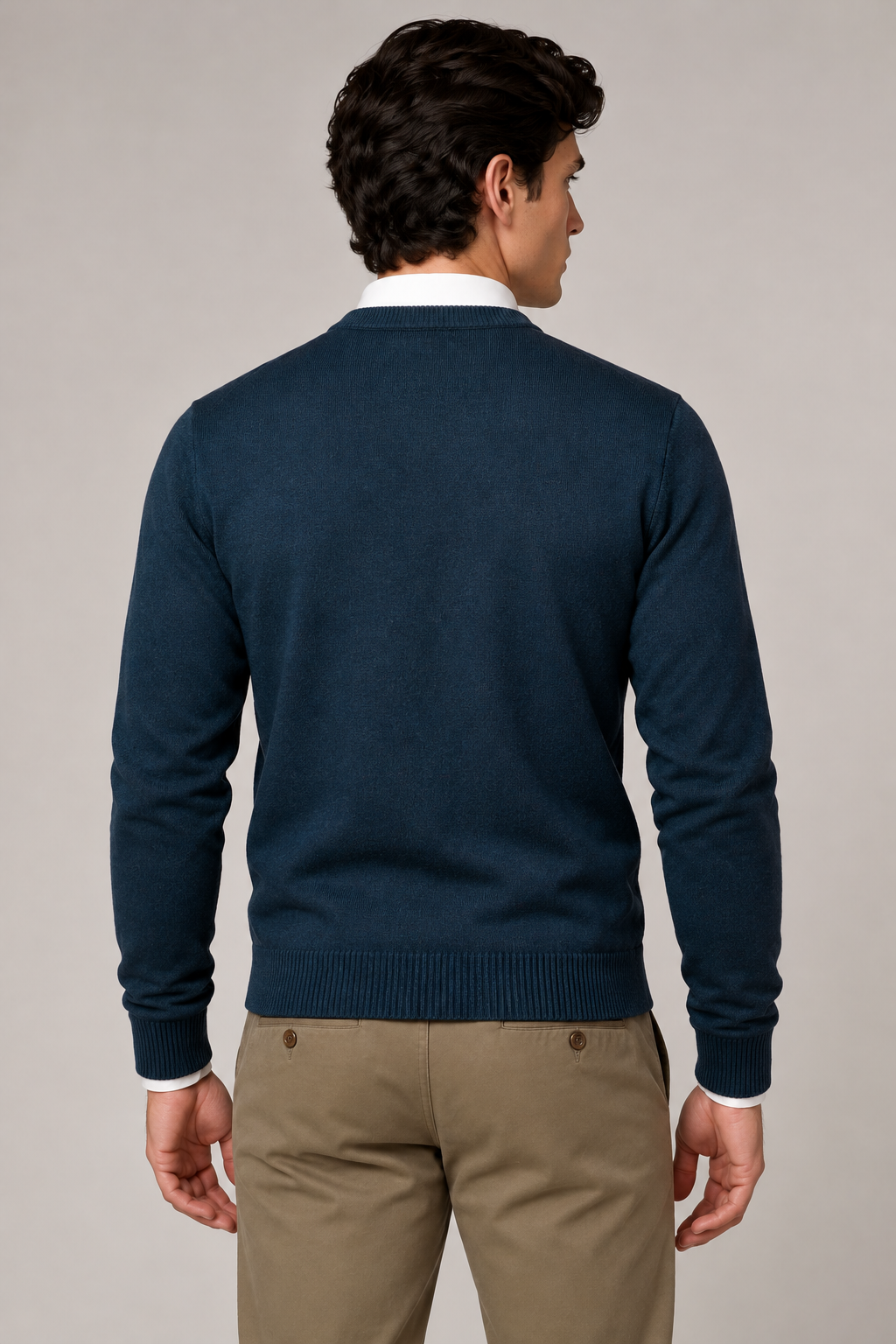 Suéteres Para Hombre Básico de Punto Fino E65301 Marino