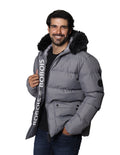 Chamarras Para Hombre Acolchada con Gorro y Peluche D35109 Gris