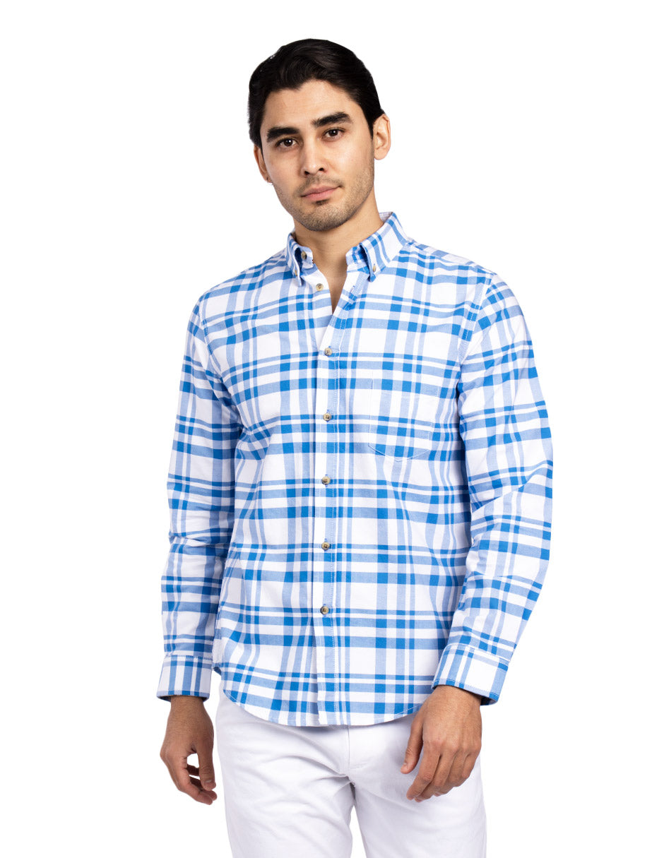 Camisas Para Hombre Regular Fit Oxford B51116 Azul