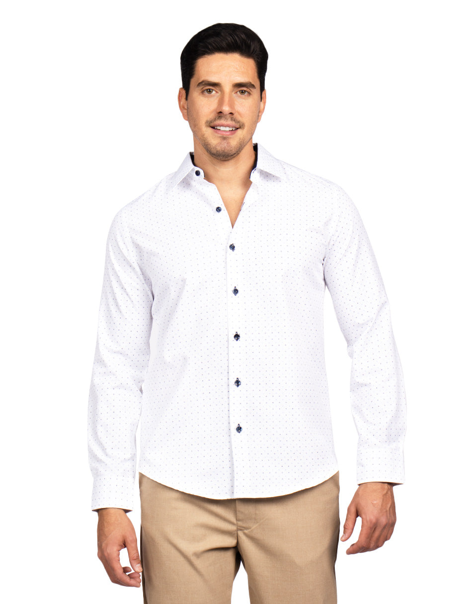 Camisas Para Hombre Slim Fit Microestampado B51316 Blanco