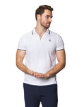 Playeras Polo Para Hombre De Manga Corta Con Detalle En Cuello Con Logo Bordado Y Cierre A41411 Blanco