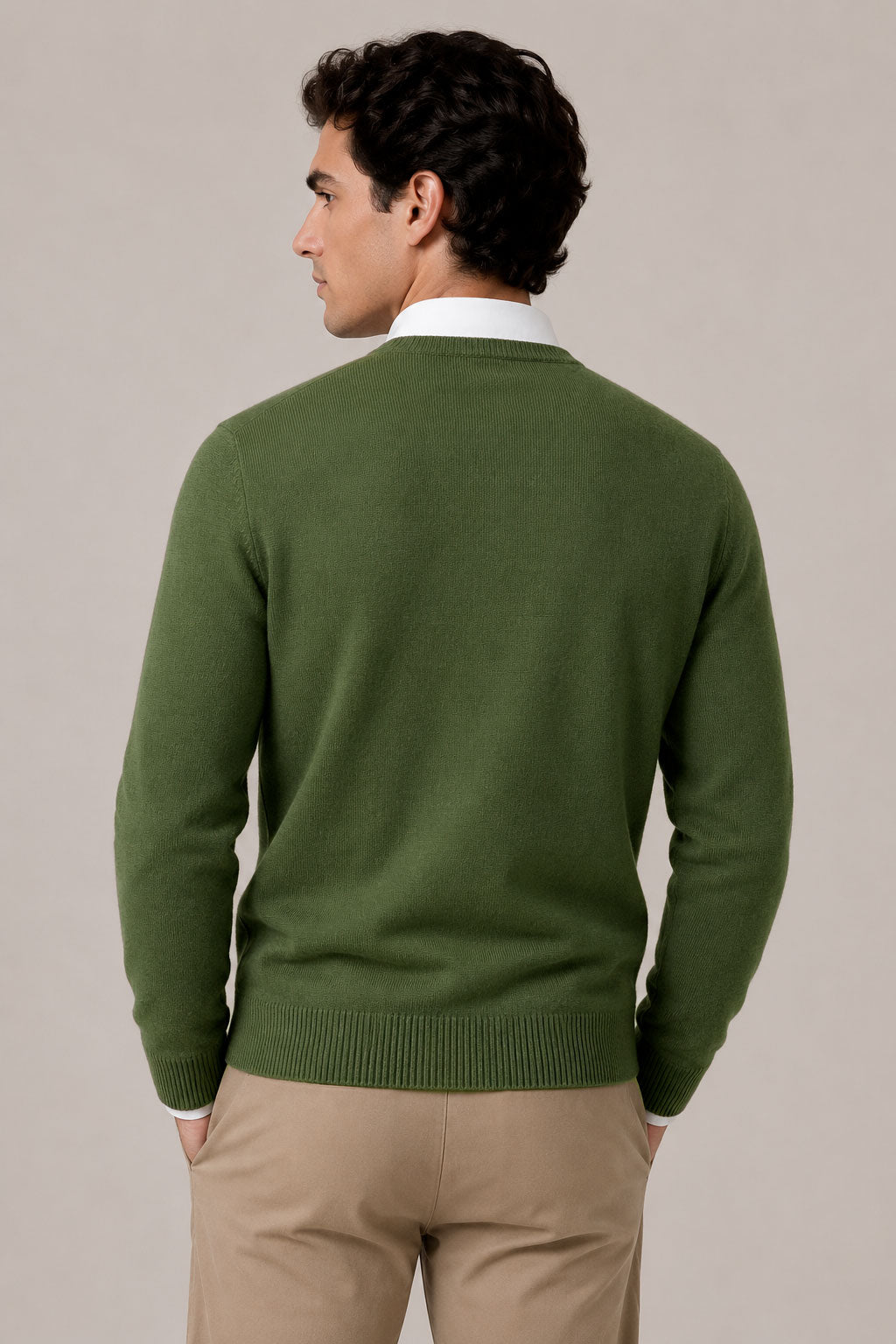 Suéteres Para Hombre Básico de Punto Fino E65301 Militar