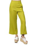 Pantalones Para Mujer Corto Liso Basico De Tiro Alto Tipo Lino De Pierna Ancha Wide Leg W41128 Lima